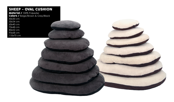 51DN Sheep Oval Cushions - Grey / Black Größe