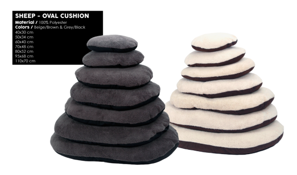 51DN Sheep Oval Cushions - Beige /Brown Größe